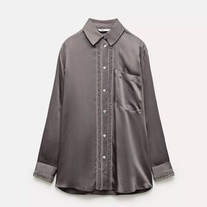 EMBROIDERED SATIN EFFECT SHIRT ZW COLLECTION